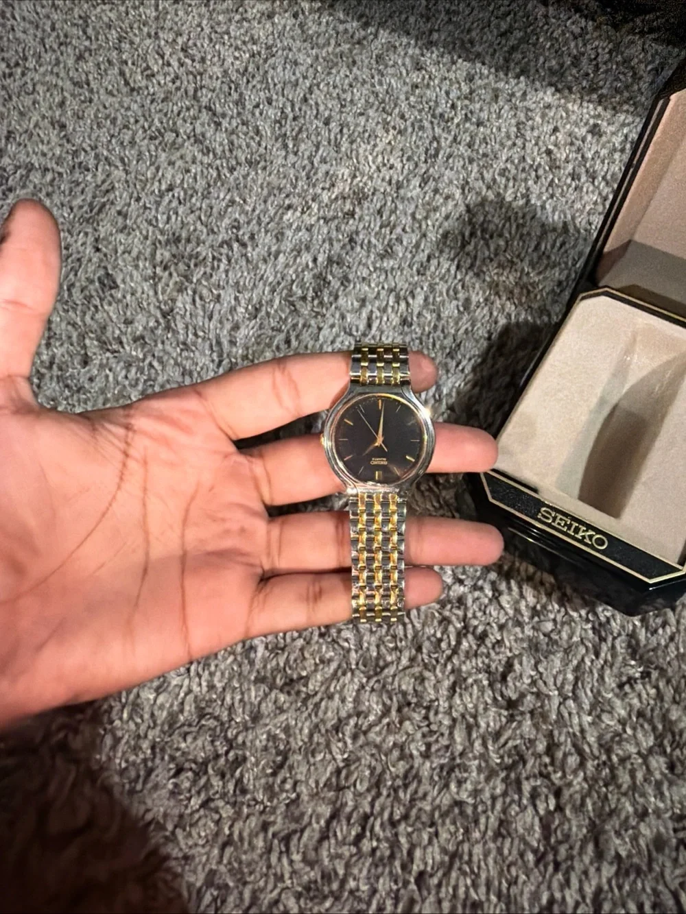 Seiko Two-Tone Gold & Silver Men's Dress Watch with Black Dial